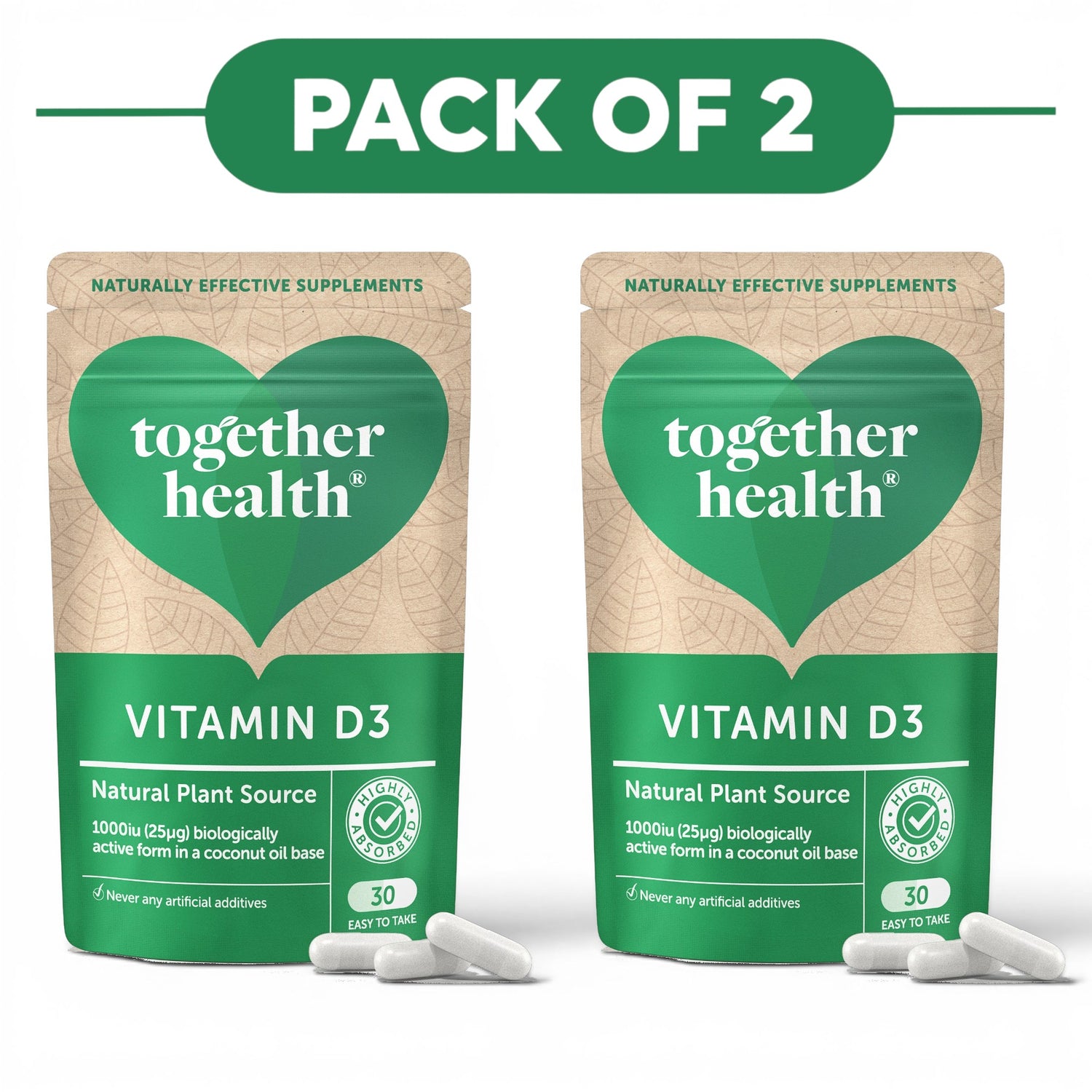 Together Health Vitamin D3 1000IU 30 Capsules Pack of 2