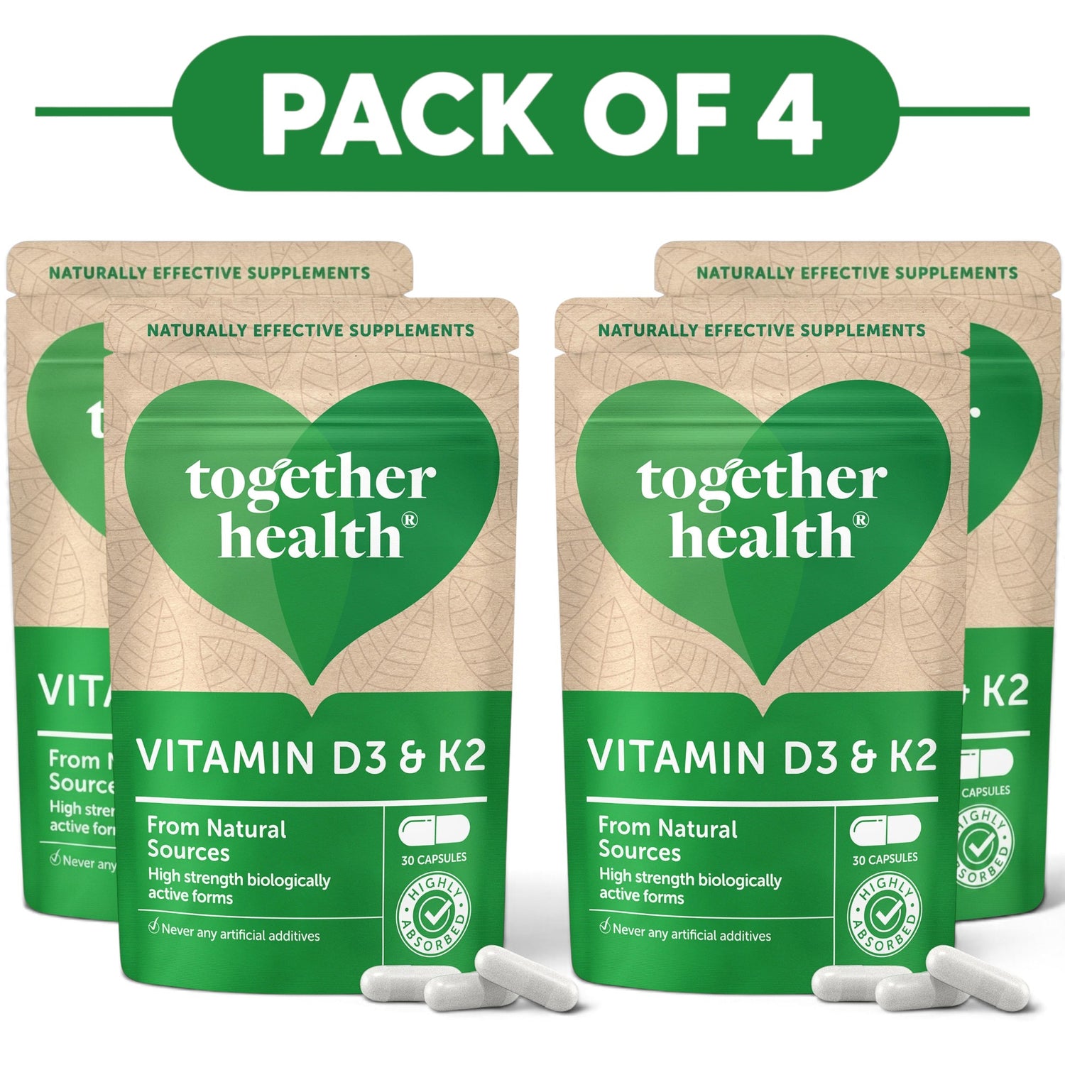 Together Health Vitamin D3 & K2 30 Capsules Pack of 4