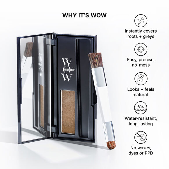 olor Wow Root Cover Up Hair Powder Blonde, compact hair touch-up powder, Blonde shade, 2.1g, temporary root colour use