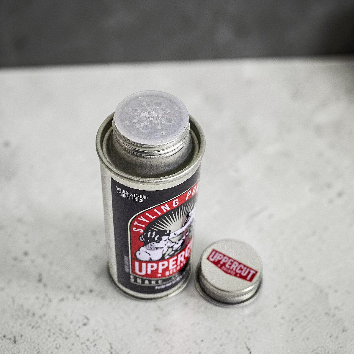 Uppercut Deluxe Hair Styling Powder 20g bottle matte texture styling product packaging open cap