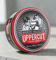 Uppercut Deluxe Pomade 300g jar strong hold high shine styling product packaging