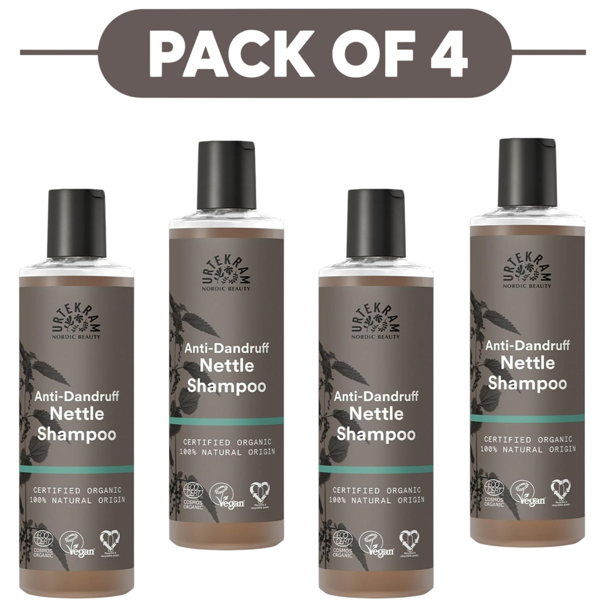 Urtekram Anti-Dandruff Nettle Shampoo 250ml Pack of 4