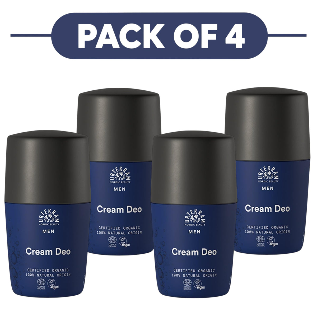 Urtekram Men Cream Deodorant Roll On 50ml Pack of 4