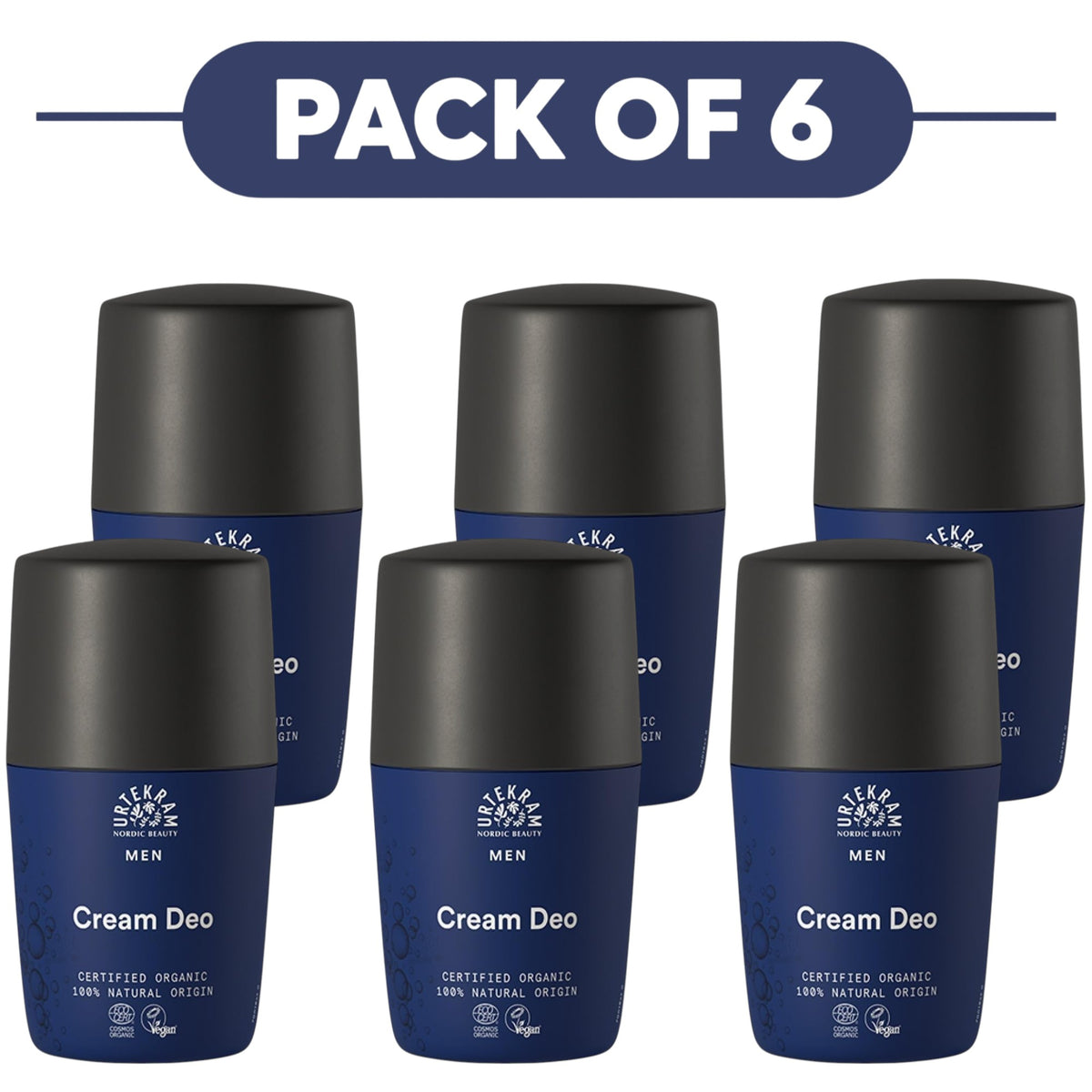 Urtekram Men Cream Deodorant Roll On 50ml Pack of 6