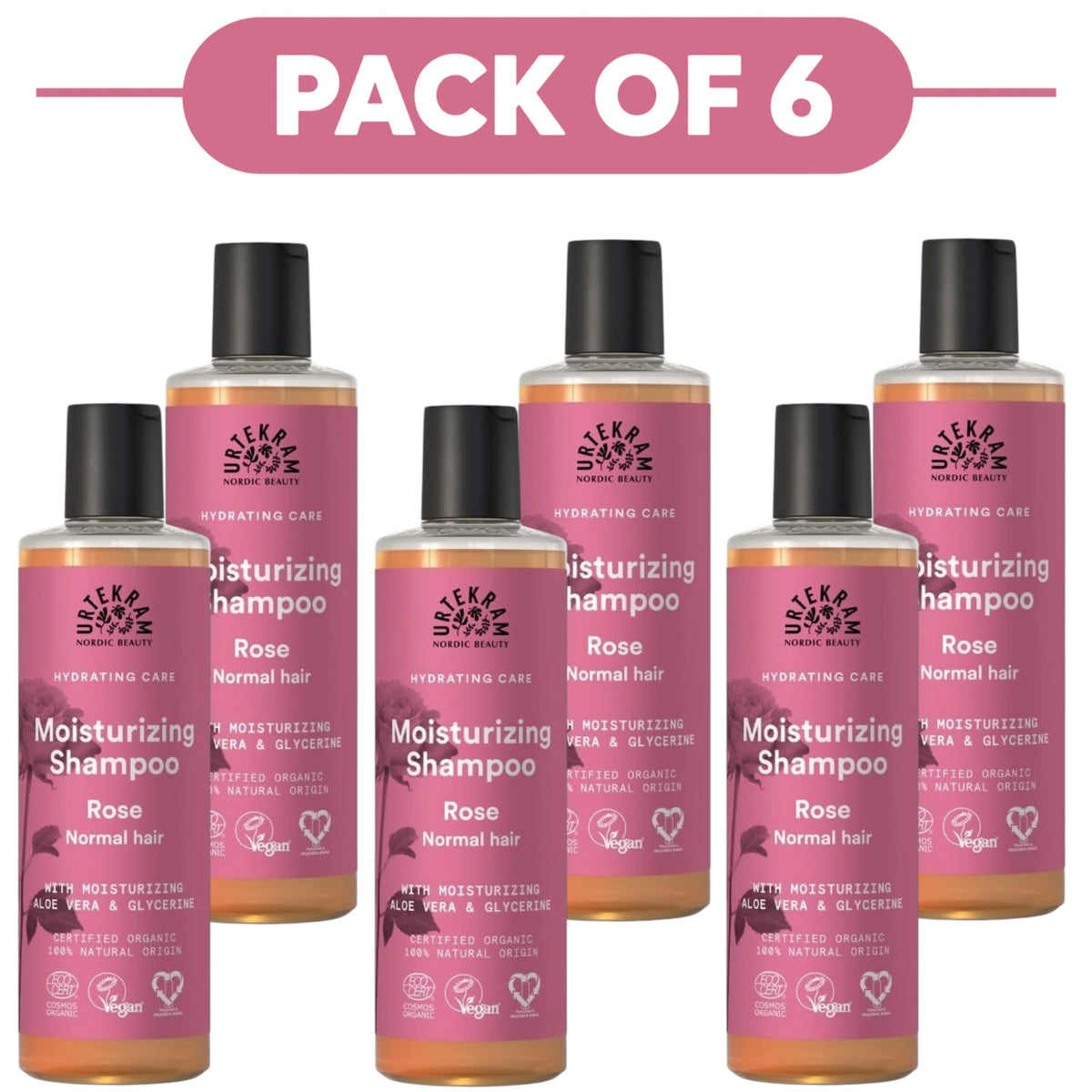 Urtekram Moisturising Rose Shampoo 250ml Pack of 6