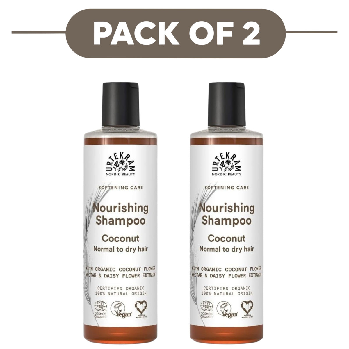 Urtekram Nourishing Coconut Shampoo 250ml Pack of 2