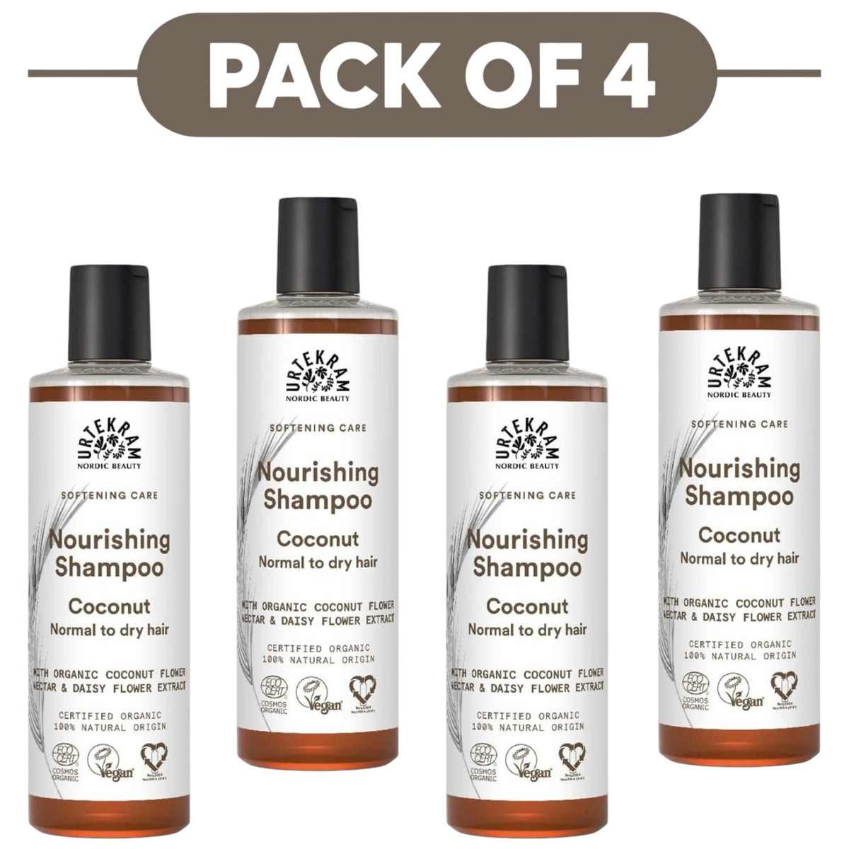 Urtekram Nourishing Coconut Shampoo 250ml Pack of 4