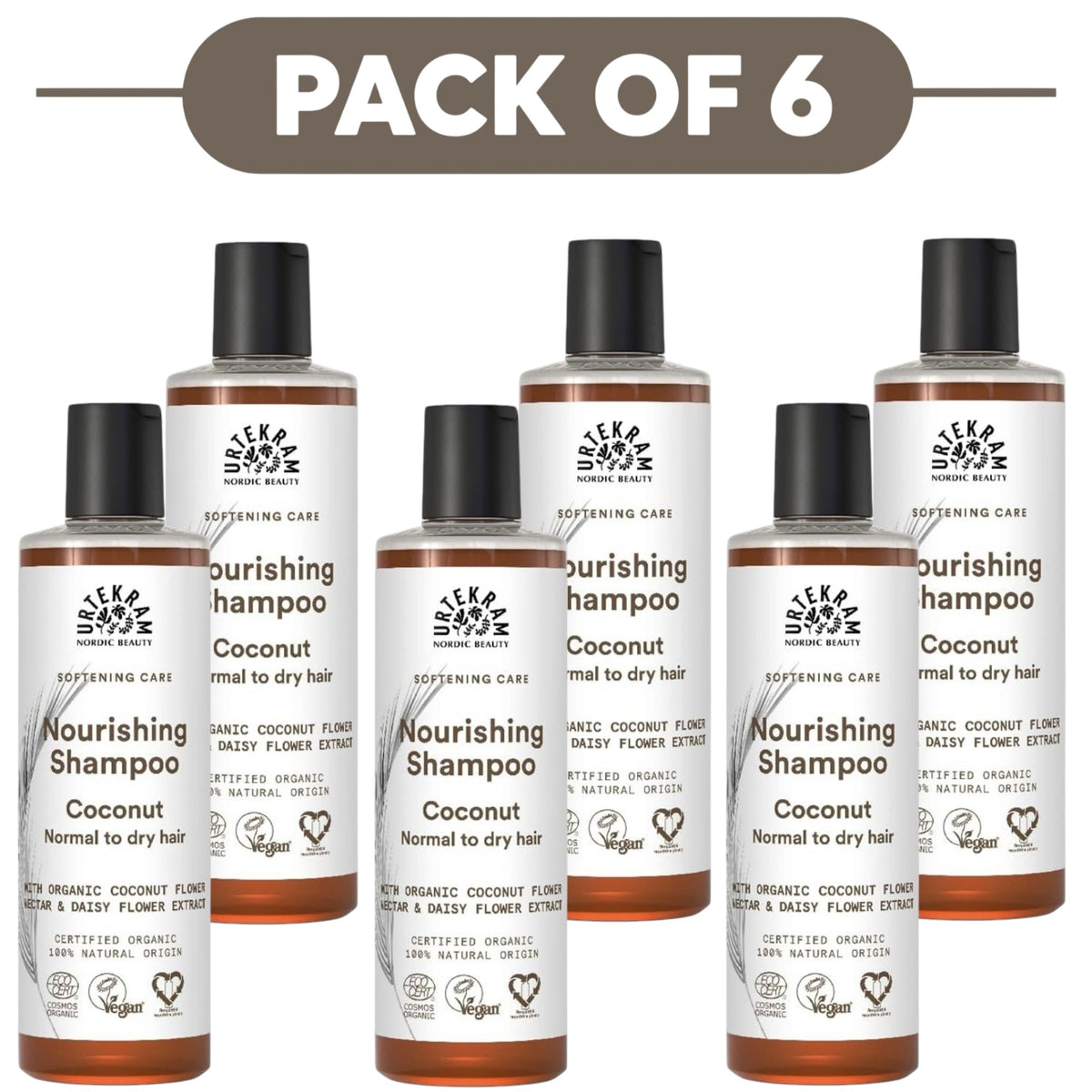 Urtekram Nourishing Coconut Shampoo 250ml Pack of 6