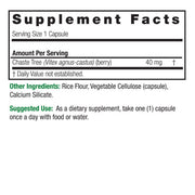 Nature’s Answer Vitex chastetree berry capsules supplement facts 90 count