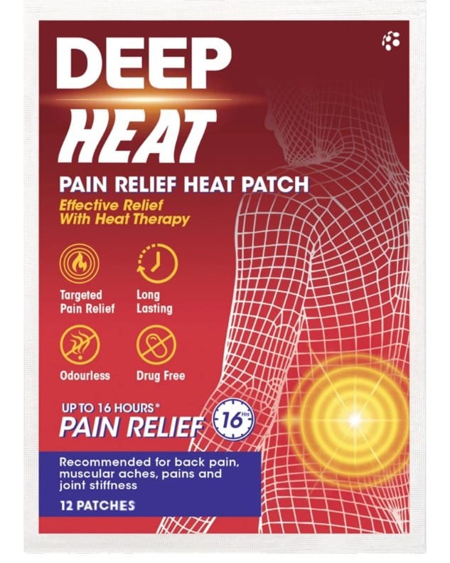 Deep Heat Pain Relief Heat Patch sachet packaging air activated heat patch 12 count front product image