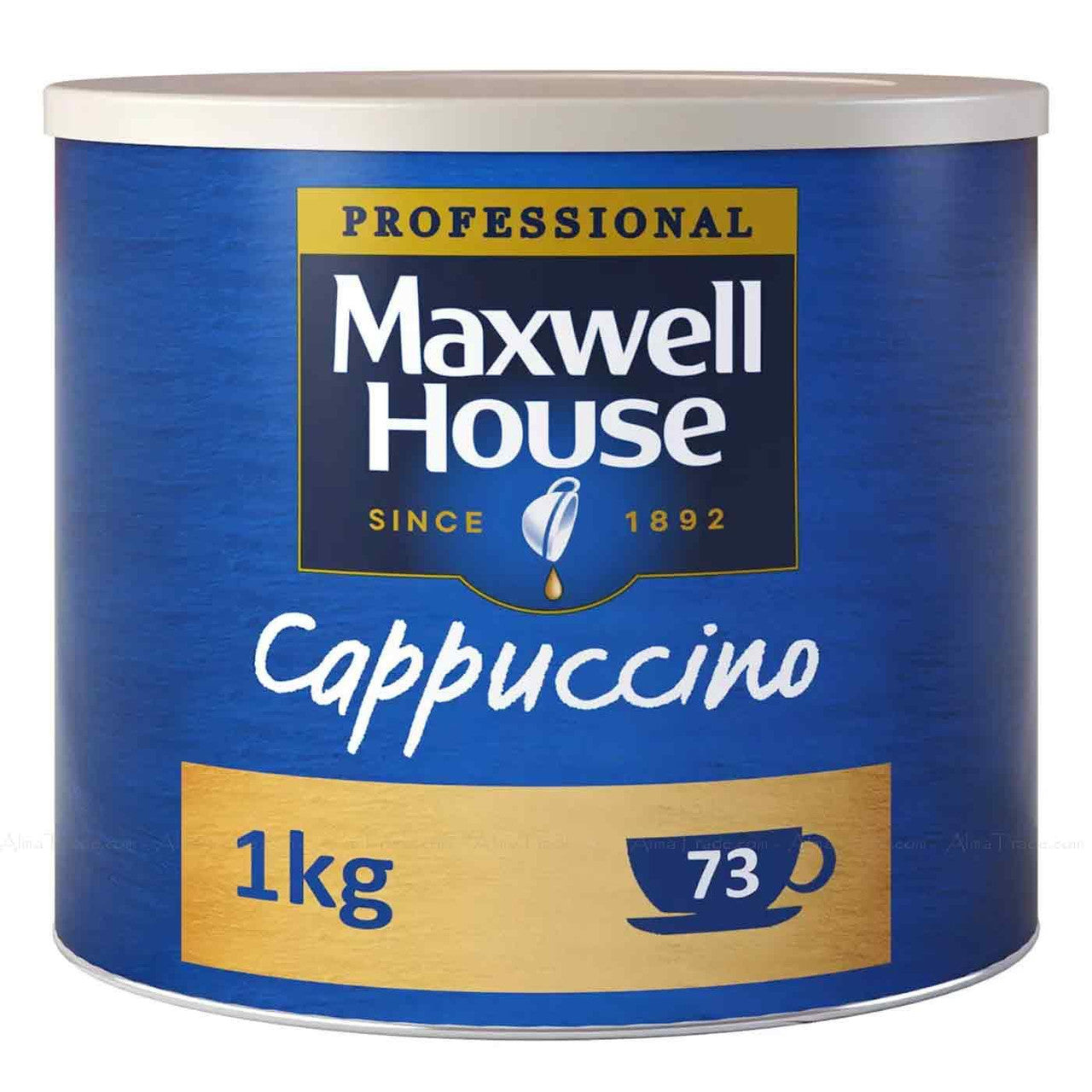 Maxwell House Cappuccino instant coffee powder tin 1kg cappuccino drink mix packaging front