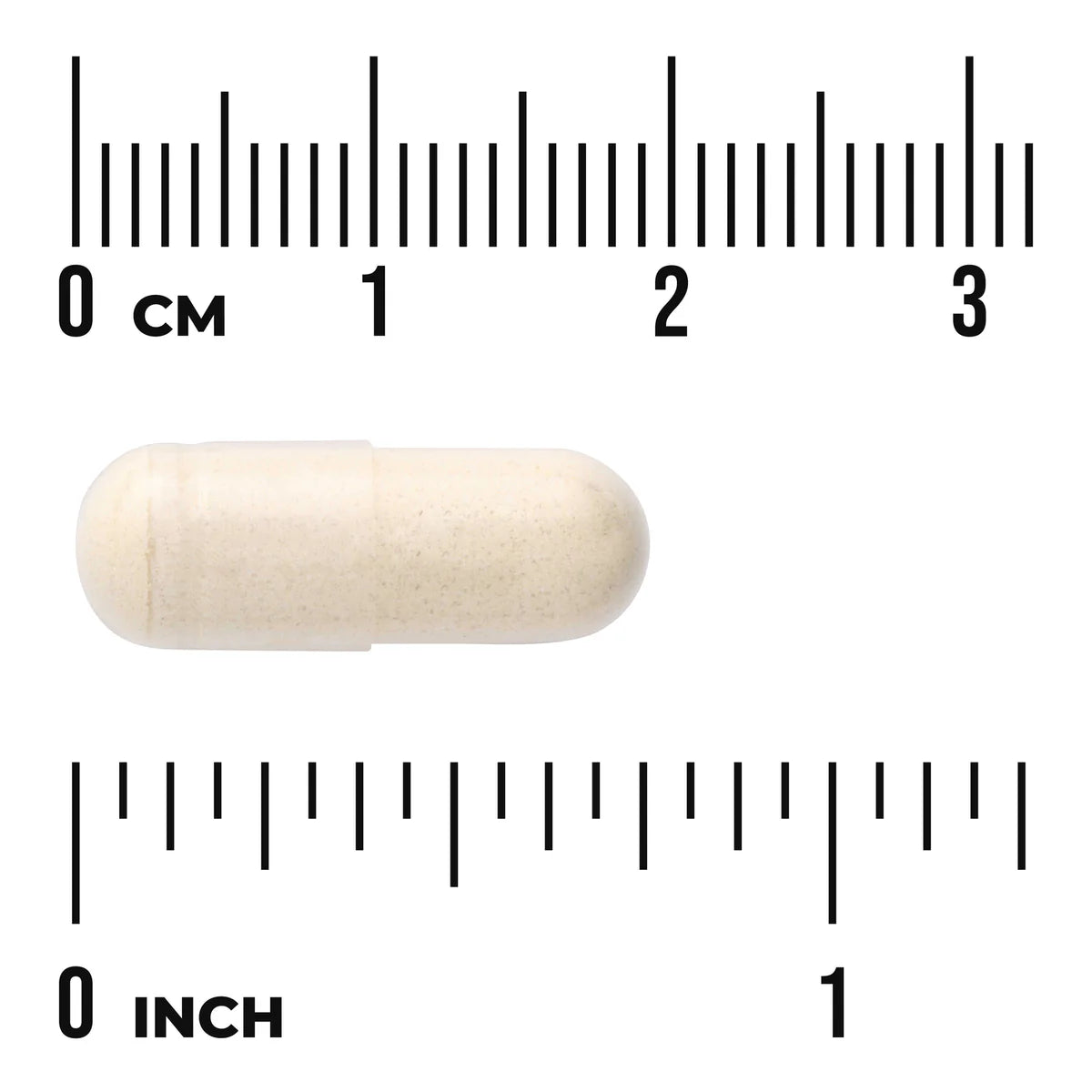 Swanson Full Spectrum Black Cohosh Root 540 mg capsule size comparison with measurement scale