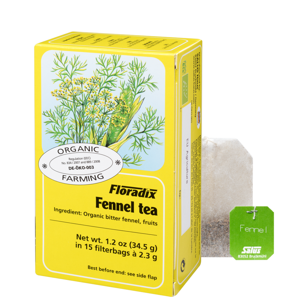 Floradix Organic Fennel Herbal Tea box, 15 teabags.