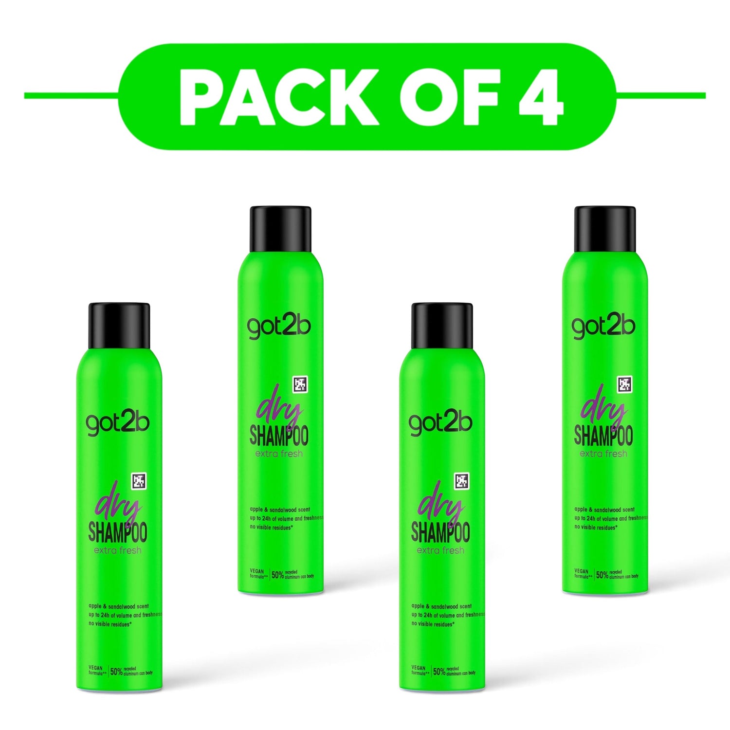 got2b Dry Shampoo Extra Fresh 200ml Pack of 4
