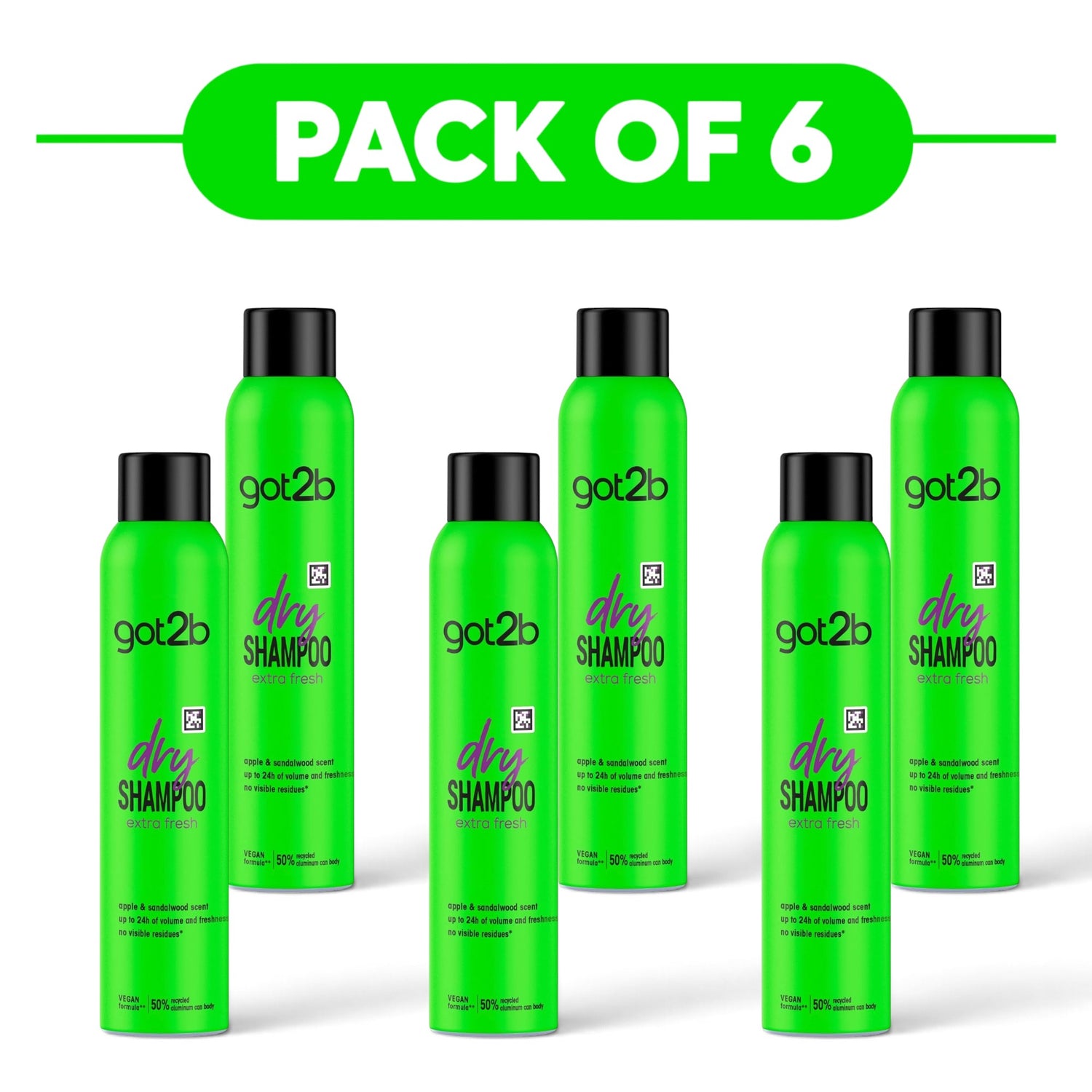 got2b Dry Shampoo Extra Fresh 200ml Pack of 6