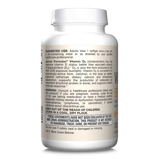 How to Use Image: Jarrow Formulas Vitamin D3 25mcg 1000 IU softgels usage instructions 200 count