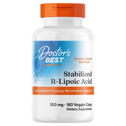 Doctor's Best Stabilized R-Lipoic Acid, bottle packaging, unflavoured, 100mg, 180 veggie capsules