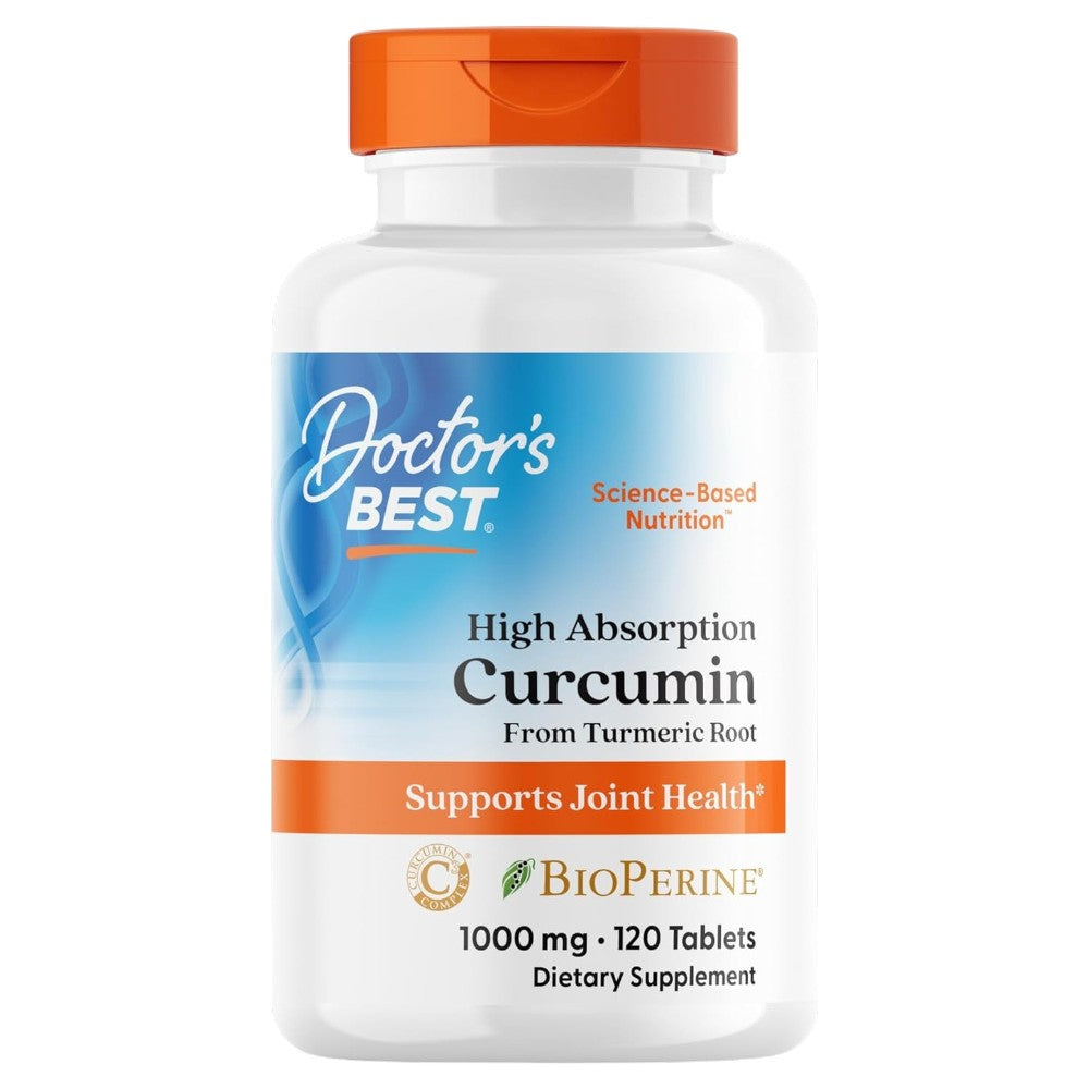Doctor's Best High Absorption Curcumin, bottle packaging, unflavoured, 1000mg, 120 tablets