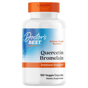 Doctor's Best Quercetin Bromelain, bottle packaging, unflavoured, 500mg quercetin and 250mg bromelain, 180 veggie capsules