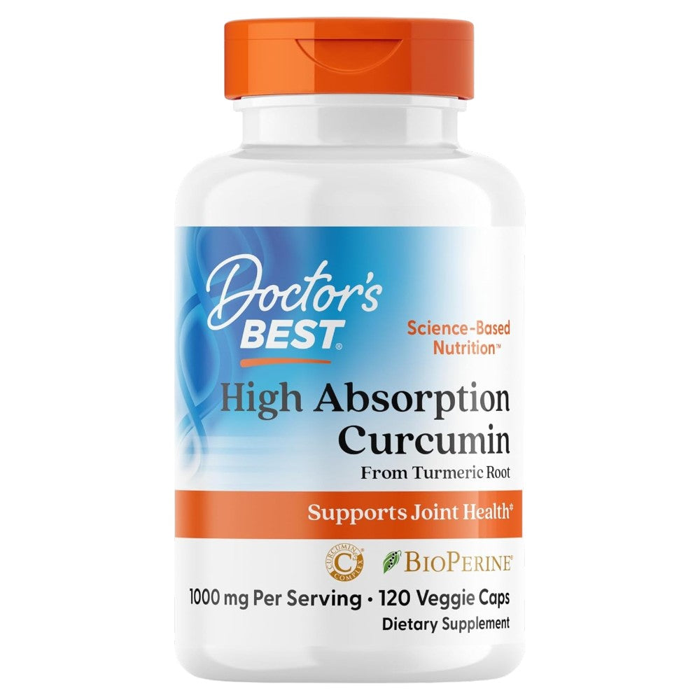 Doctor's Best High Absorption Curcumin, bottle packaging, unflavoured, 1000mg, 120 capsules