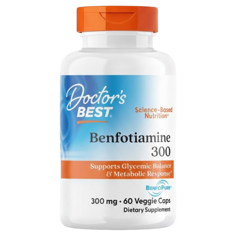 Doctor's Best Benfotiamine, bottle packaging, no flavour, 300mg, 60 veggie capsules