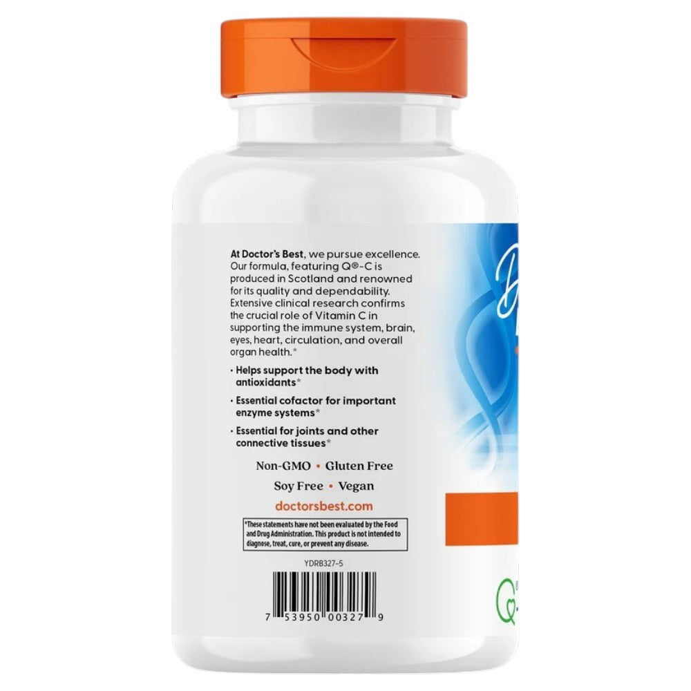 Doctor's Best Vitamin C 1000mg, bottle packaging, unflavoured, 1000mg, 120 veggie capsules, barcode