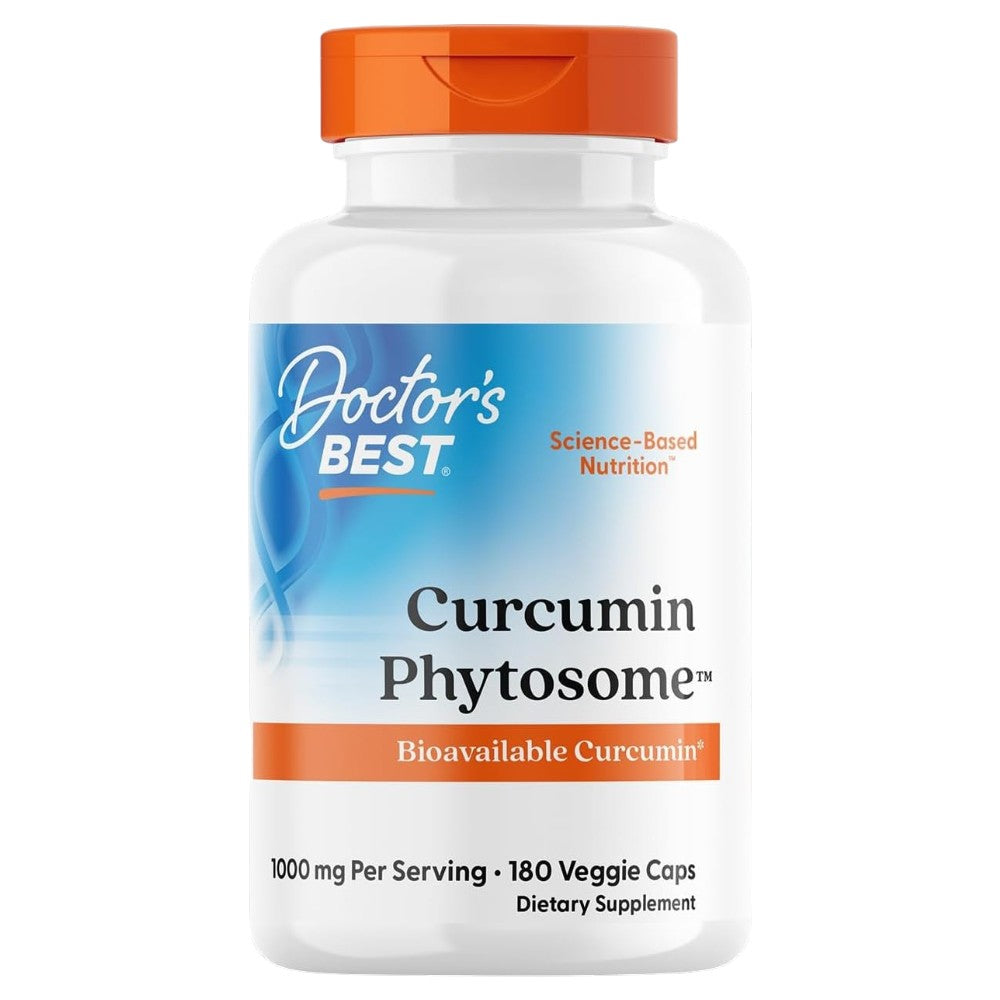 Doctor's Best Curcumin Phytosome, bottle packaging, unflavoured, 1000mg, 180 veggie capsules