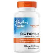 Doctor's Best Saw Palmetto 320mg Standardized Extract, bottle packaging, unflavoured, 320mg, 180 softgels