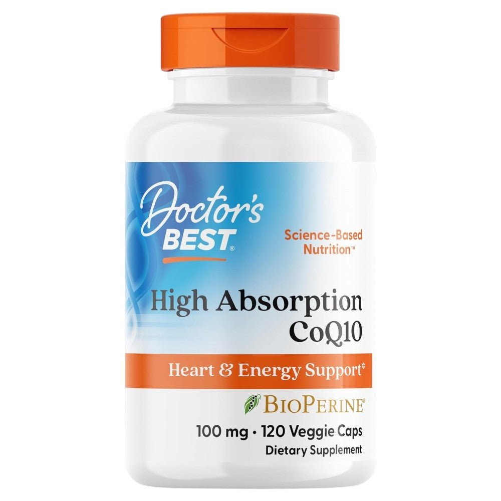 Doctor's Best High Absorption CoQ10 with BioPerine, bottle packaging, unflavoured, 100mg, 120 veggie capsules