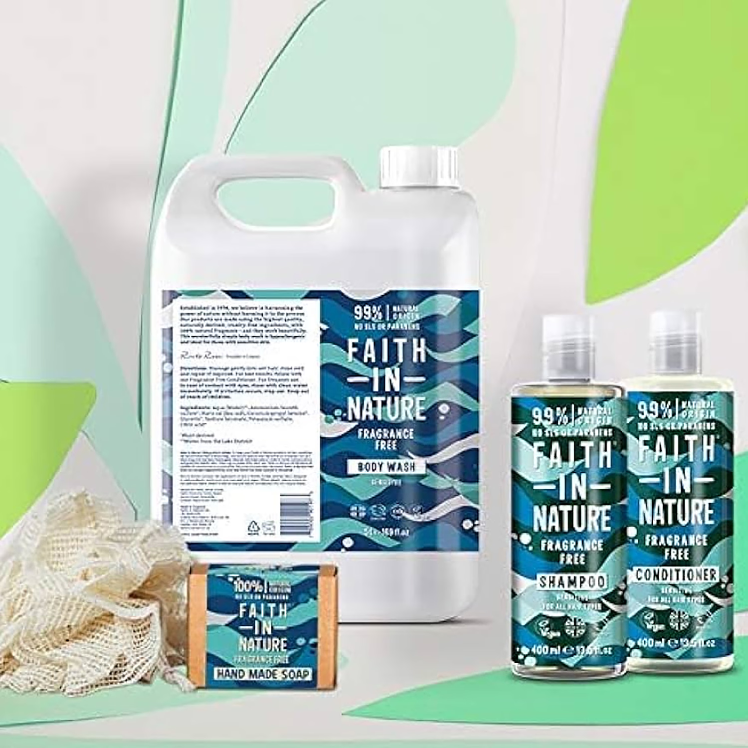 Faith In Nature Fragrance Free Body Wash Sensitive 400ml bottle for everyday shower care