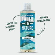 Faith In Nature Fragrance Free Sensitive Shampoo 400ml bottle for everyday hair care