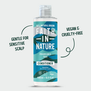 Faith In Nature Fragrance Free Sensitive Conditioner, bottle packaging, fragrance free, 400ml product information