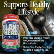 Genceutic Naturals Plant Head Vegan Protein Powder Strawberry - 780g
