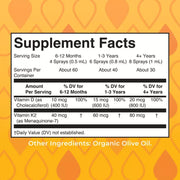 MaryRuth's Vitamin D3 K2 spray supplement facts ingredients 30ml