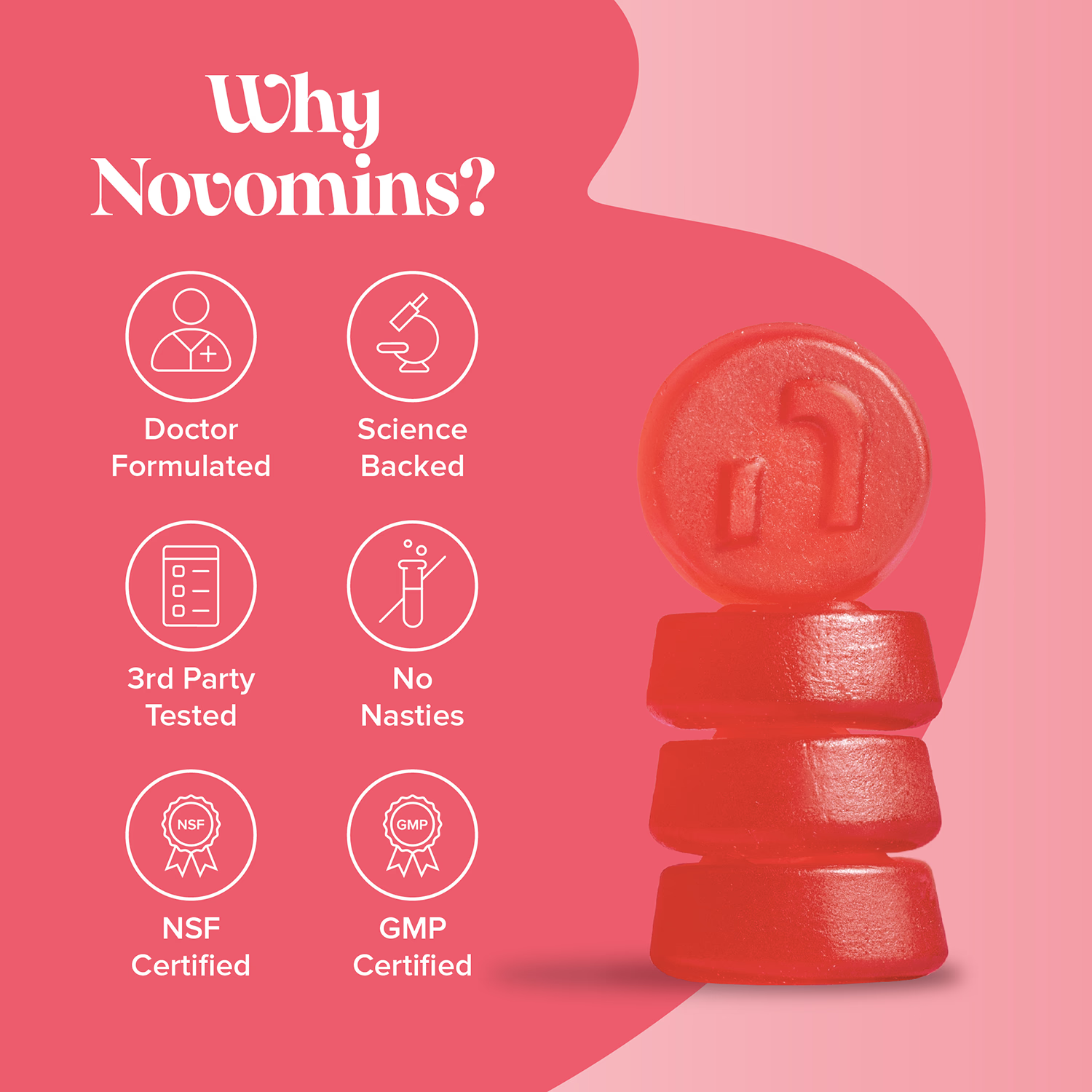 Novomins Menopause Gummies Strawberry 60 Count menopause support ingredients formula benefits