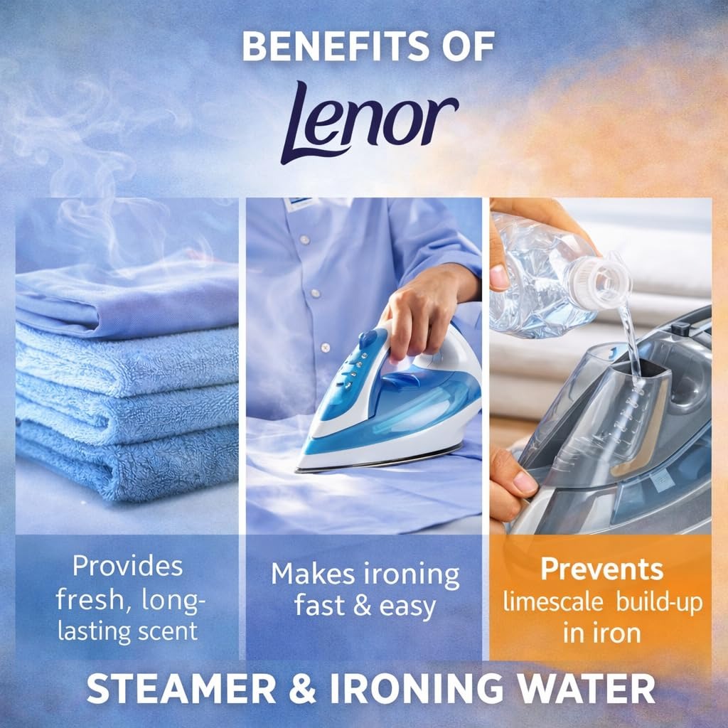 Lenor Spring Awakening Steamer & Ironing Water 1L for steam irons and garment steamers
