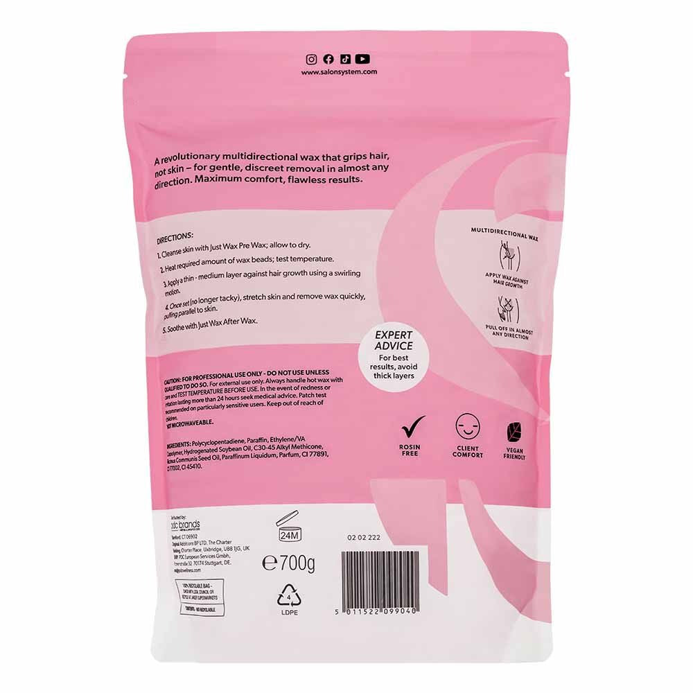Salon System Just Wax Multiflex Berrylicious Hot Wax Beads 700g barcode packaging