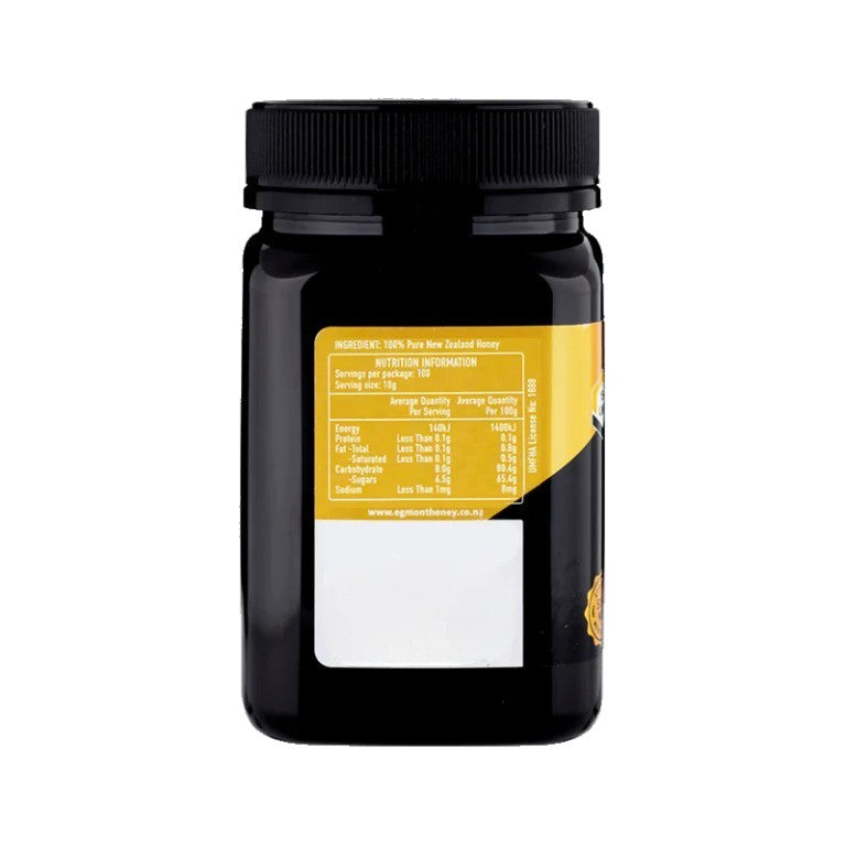 Supplement facts & ingredients image: Egmont Manuka honey label UMF 12 plus jar 1kg