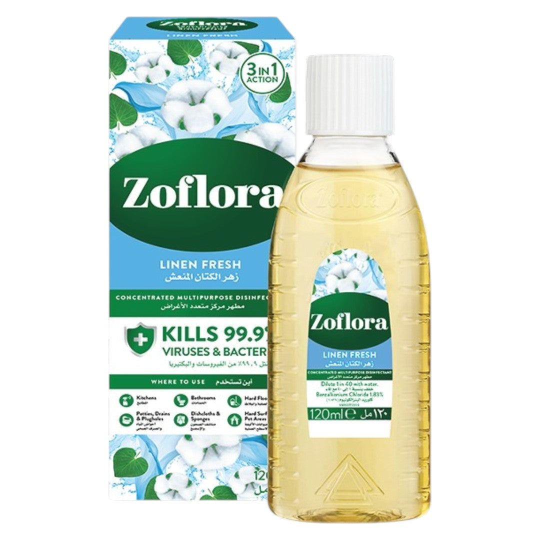 Zoflora Linen Fresh Concentrated Disinfectant 120ml bottle & box