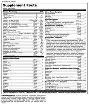 Supplement facts & ingredients image: Animal Pak multivitamin supplement facts ingredients sachet packs 44 count