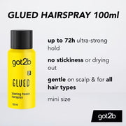 got2b Glued Blasting Freeze Hairspray, aerosol can packaging, citrus fragrance, 100ml, ingredients information