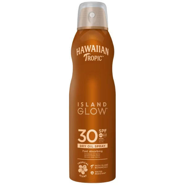 Hawaiian Tropic Island Glow Dry Oil Spray SPF 30 180ml aerosol sunscreen
