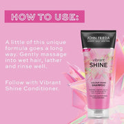 John Frieda Vibrant Shine Colour Shine Shampoo rose hip argan oil 250ml bottle how to use
