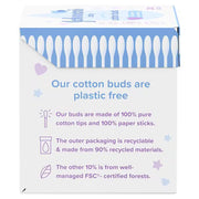Johnson's Baby Cotton Buds 200 count pure cotton buds back view box packaging