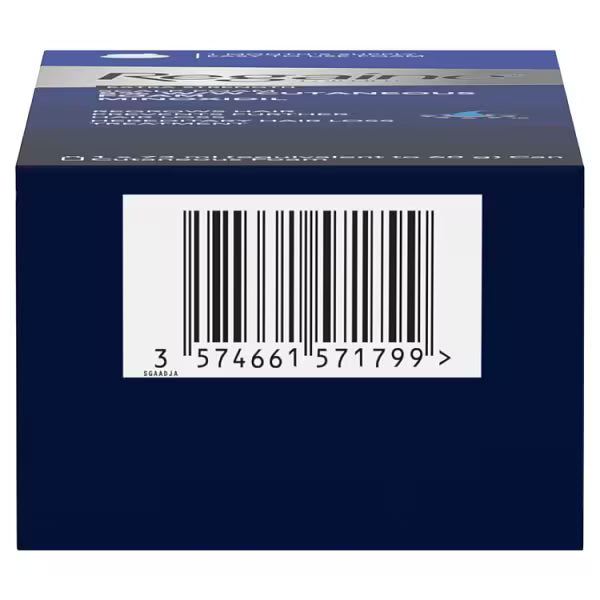 Regaine For Men Extra Strength 5% Minoxidil Scalp Foam, aerosol can packaging, no flavour, 73ml, barcode