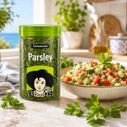 Carmencita Dried Parsley 110g packaging showing suggested uses and product information