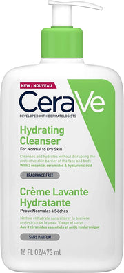 CeraVe Hydrating Cleanser fragrance free face and body cleanser bottle 473ml