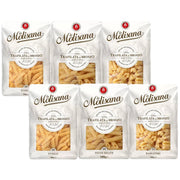 Front image: La Molisana pasta variety pack fusilli penne radiatori 6 x 500g