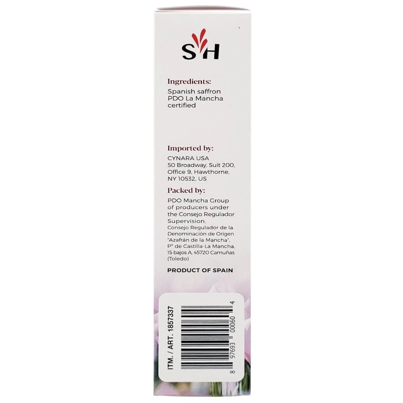 Barcode image: Secret Hint Spanish Saffron Threads barcode packaging 1g spice box