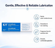 K-Y Jelly Water-Based Sterile Personal Lubricant, tube packaging, no flavour, 82g, personal lubrication use